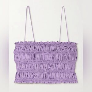 NWT MATTEAU- Cropped Shirred Organic Cotton-Poplin Top. Size US 6